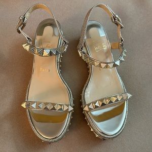 Christian Louboutin Metallic Gold Studded Platform Sandals